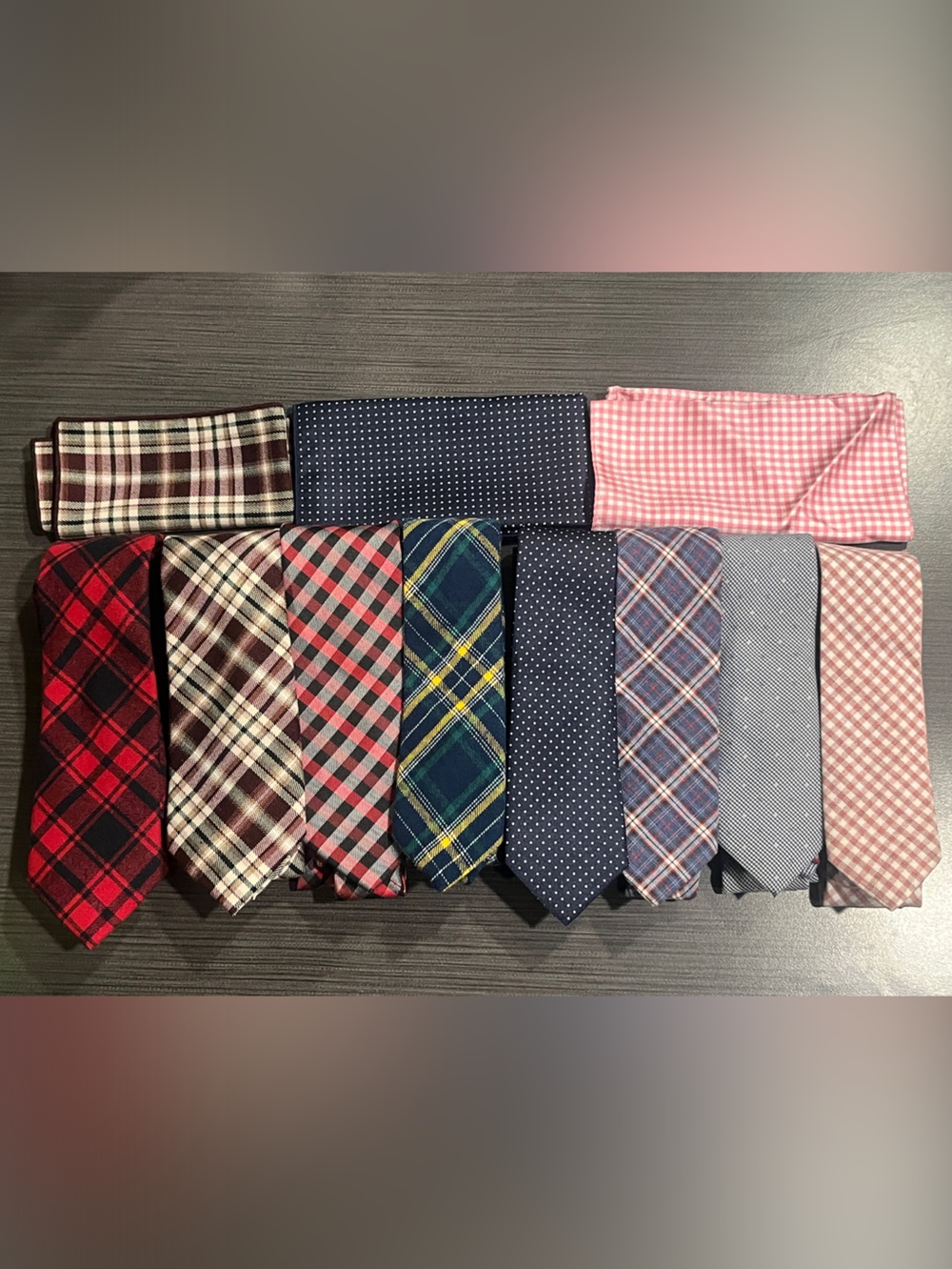 Bundle of 8 Assorted Men's Patterned Neckties and 3 Pocket Squares - Multi-Color